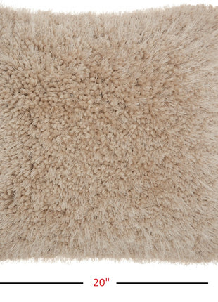 Fluffy Beige Shag Accent Throw Pillow-1