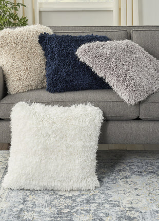 Fluffy Beige Shag Accent Throw Pillow-4