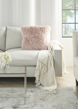 20" Plush Rose Shag Accent Throw Pillow-4