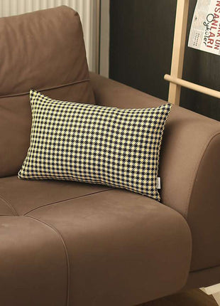 Yellow Houndstooth Lumbar Throw Pillow-3