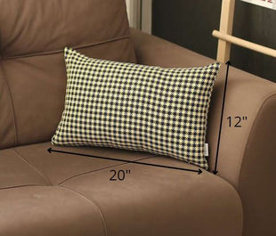 Yellow Houndstooth Lumbar Throw Pillow-2