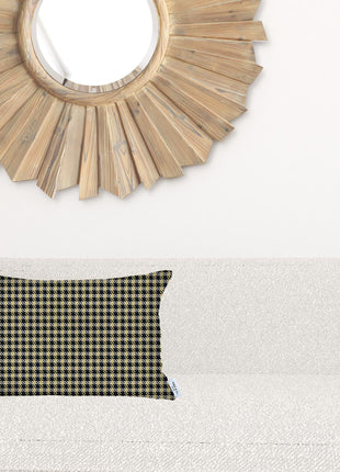 Yellow Houndstooth Lumbar Throw Pillow-1