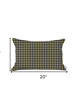 Yellow Houndstooth Lumbar Throw Pillow-7