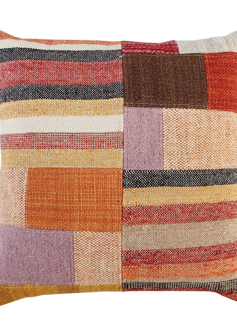 Orange Brown Accent Stitched Throw Pillow-0