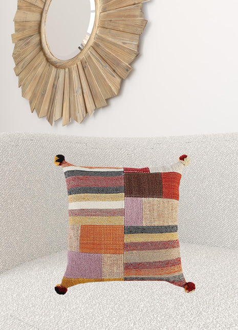 Orange Brown Accent Stitched Throw Pillow-1