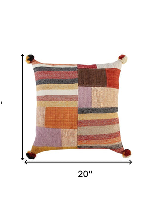 Orange Brown Accent Stitched Throw Pillow-4