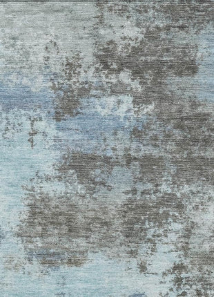 3' X 5' Taupe And Sky Blue Abstract Washable Indoor Outdoor Area Rug-4