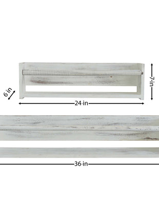 Set Of Two White Wood Wall Mounted Floating Shelves-8