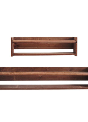 Set Of Two Brown Wood Wall Mounted Floating Shelves-1