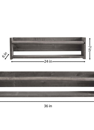 Set Of Two Gray Wood Wall Mounted Floating Shelves-7