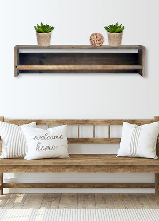 Set Of Two Gray Wood Wall Mounted Floating Shelves-6